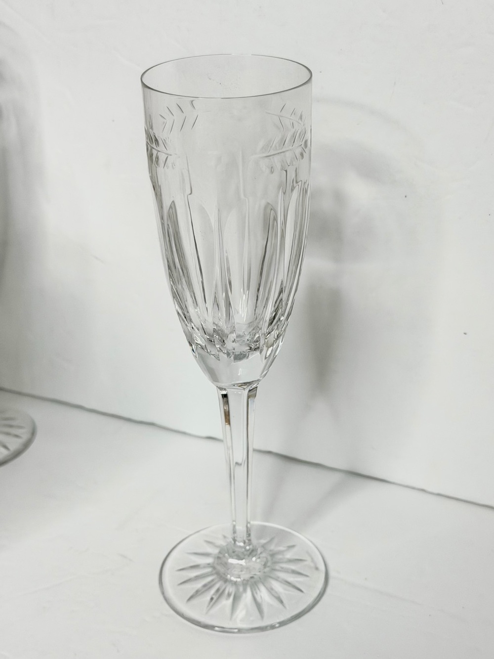 Wedgwood Calendore Lead Crystal glasses Champagne Stemware Flutes - set of 8 - Picture 4 of 14
